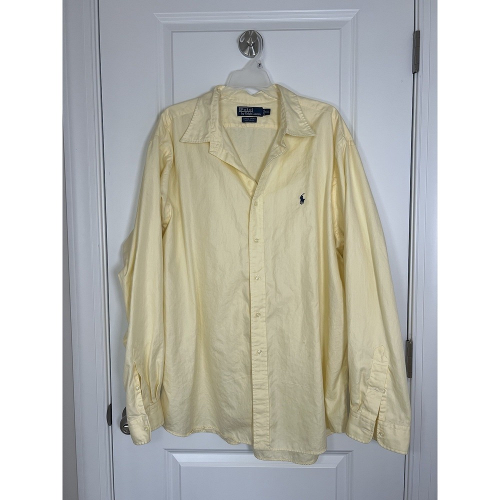 Polo Ralph Lauren Lowell Sport 100% Cotton Button Up Yellow Shirt XXL Pony Logo